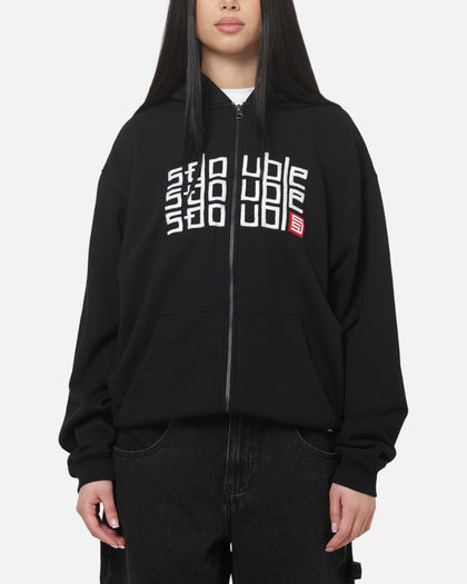 S Double Triple Block Zip Hoodie Black