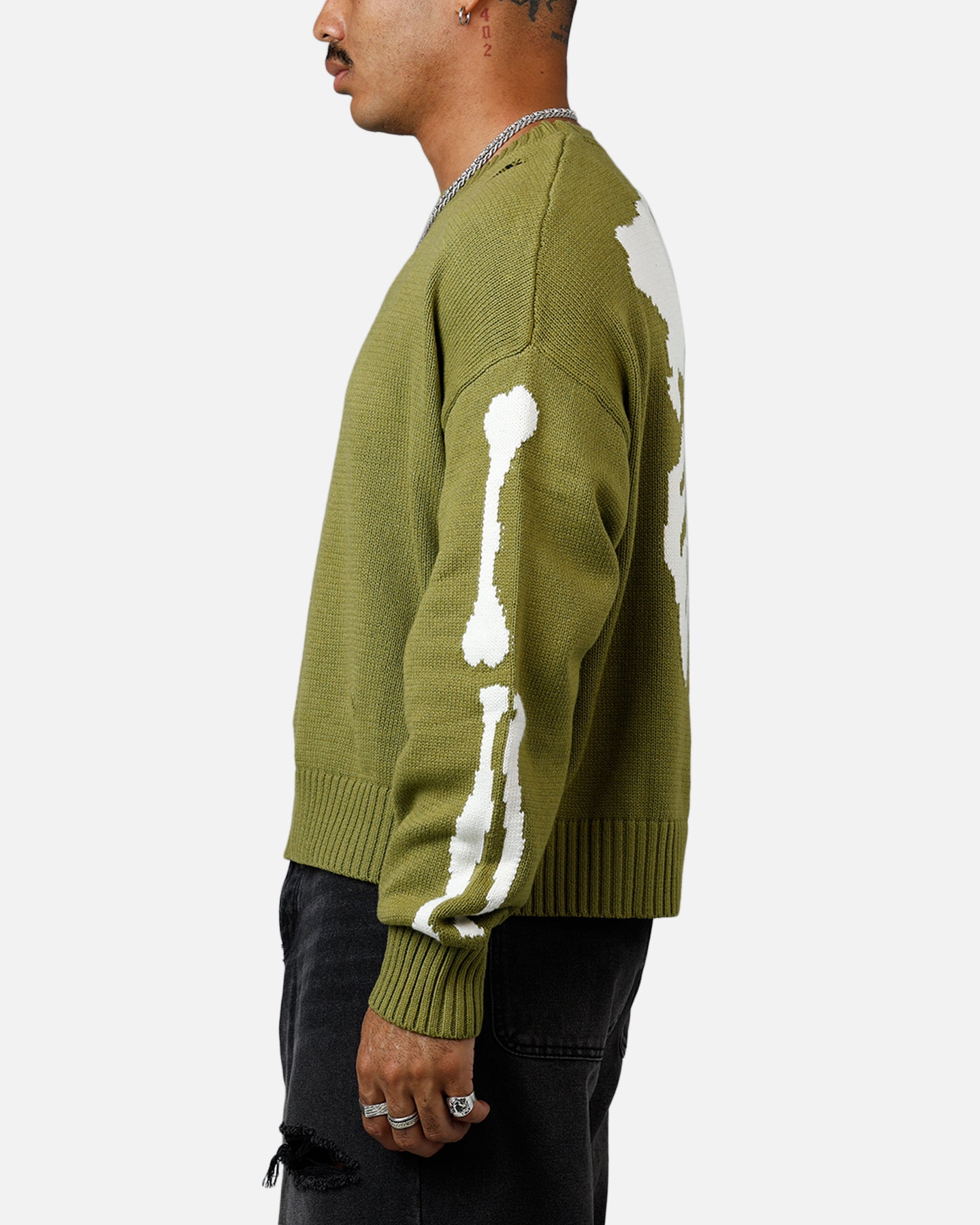 MNML Skeleton Knit Sweater Moss | Culture Kings US