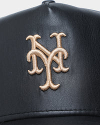 New Era New York Mets "Black Tan PU Leather" 9FORTY K-Frame Snapback Black/Tan
