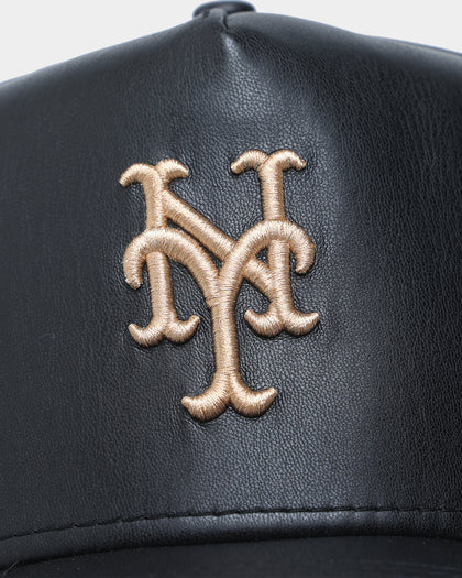 New Era New York Mets "Black Tan PU Leather" 9FORTY K-Frame Snapback Black/Tan