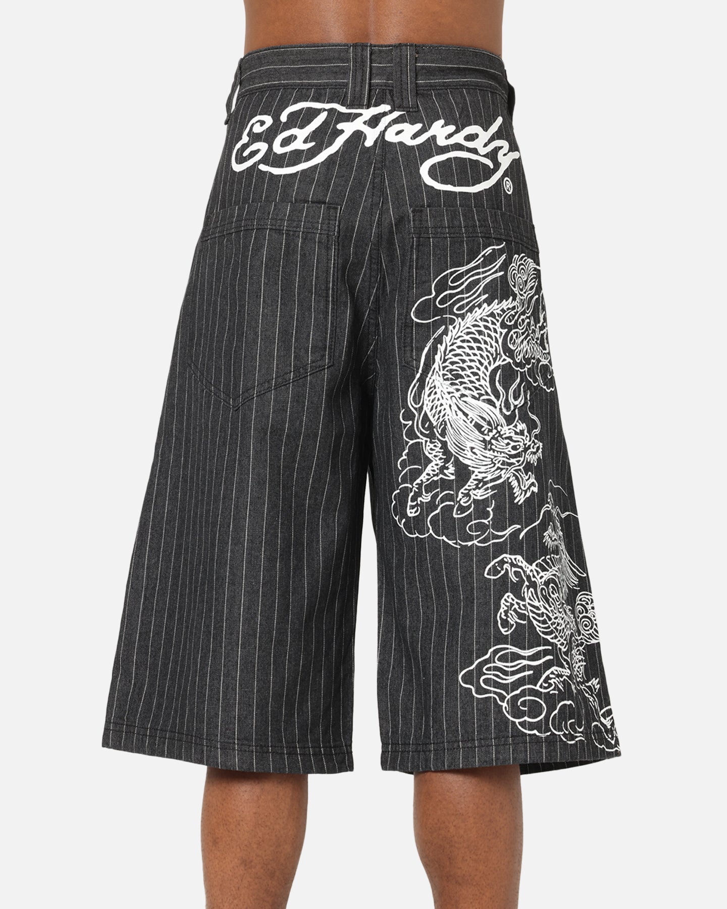 Ed Hardy Shinjuku Jorts Black Pinstripe | Culture Kings US