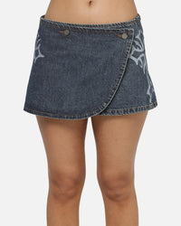 Ed Hardy Women's Crossfire Wrap Skirt Mid Blue