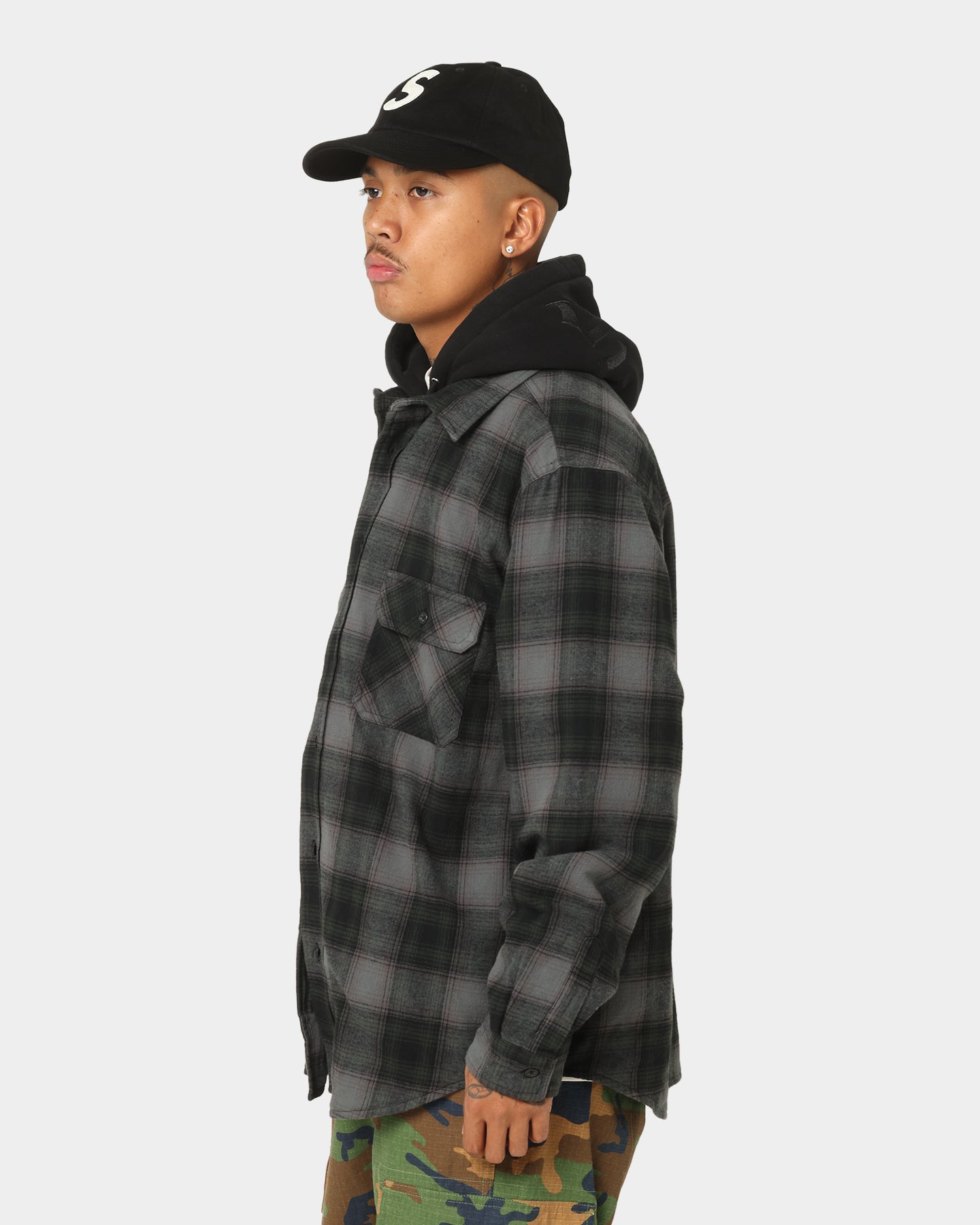 Supreme Hooded Flannel Zip Up Shirt Black | Culture Kings US