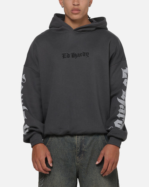 Ed Hardy Chrome Hoodie Washed Black