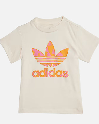 Adidas Infants' Summer Allover Print Shorts and T-Shirt Set Wonder White/Pink