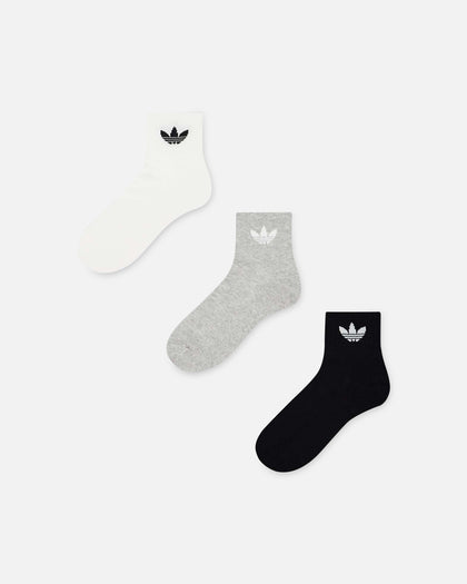 Adidas Mid Crew Socks 3 Pack White/Grey/Black