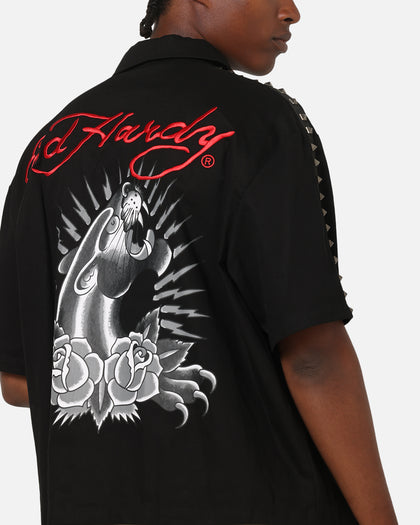 Ed Hardy Panther Stud Zip Shirt Black