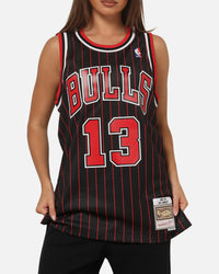 Mitchell & Ness Chicago Bulls Luc Longley 1995 Pinstripe Jersey Black