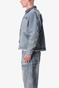 MNML Quilted Lined Work Jacket Vintage Blue