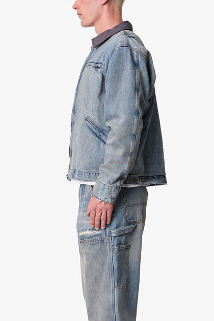MNML Quilted Lined Work Jacket Vintage Blue