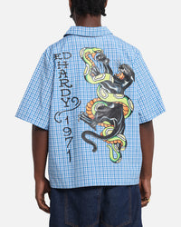 Ed Hardy Panther Button-Up Shirt Blue