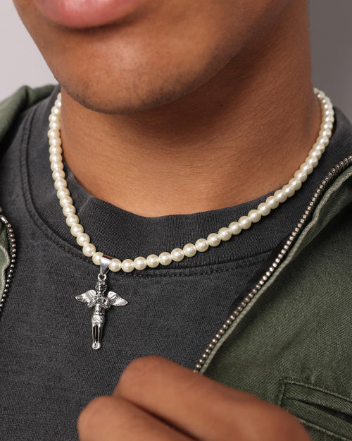 Saint Morta Cupids Pearl Necklace White Gold