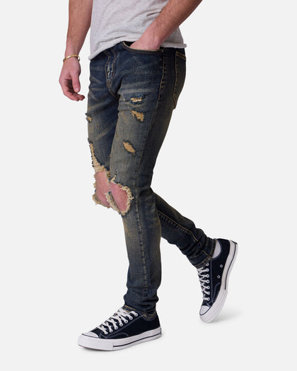 MNML Skinny Chewed Up Jeans Stone Washed Shadow