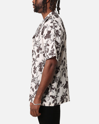 XXIII Floral Textured Button Up Shirt White/Black