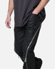 MNML D519 Leather Zipper Flare Pants Black