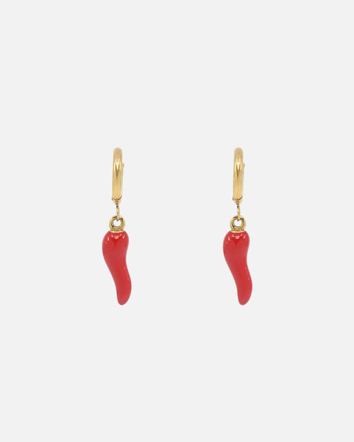 Saint Morta Chilli Hoop Earrings Gold/Red