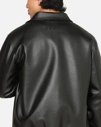 Carre Vegan Leather Varsity Jacket Black/White