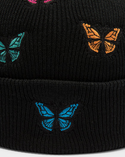 Goat Crew Unisex Multi-coloured Butterfly Beanie Black