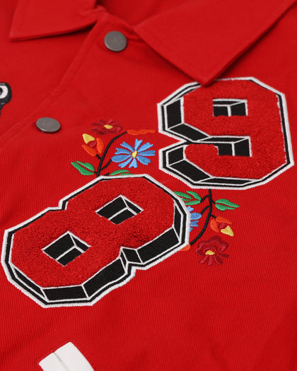 Loiter Flaws Varsity Jacket Red/Off White