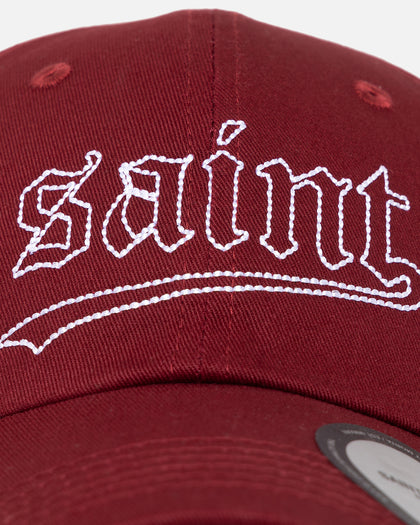 Saint Morta All Star Embroidered 6 Panel Strapback Maroon/White