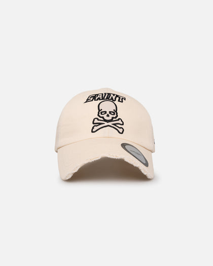 Saint Morta Skull And Bones 6 Panel Strapback Off White