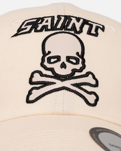 Saint Morta Skull And Bones 6 Panel Strapback Off White