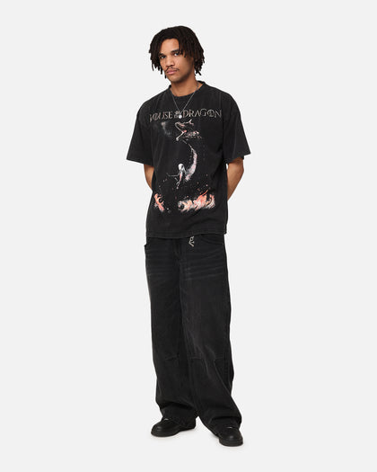 73Studio X House Of The Dragons Blood Vintage T-Shirt Black Acidwash