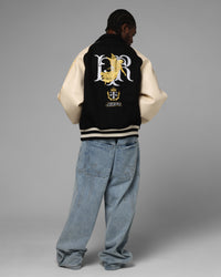 Loiter Heaven Varsity Jacket Black/Off White