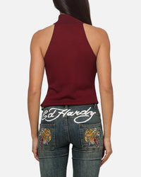 Ed Hardy Women's Dragon Knitted Top Plum