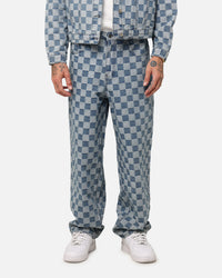 XXIII Checker Board Denim Jeans Blue
