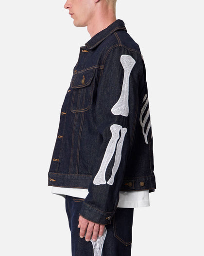 MNML Raw Skeleton Trucker Jacket Rinse Indigo