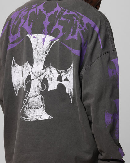 Loiter Angel Number Long Sleeve T-Shirt Charcoal