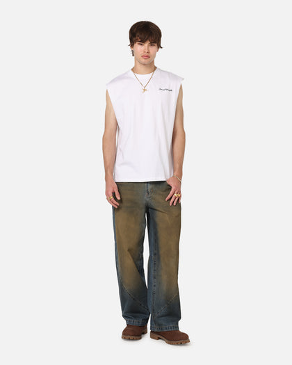 Saint Morta Scription Oversized Muscle T-Shirt White