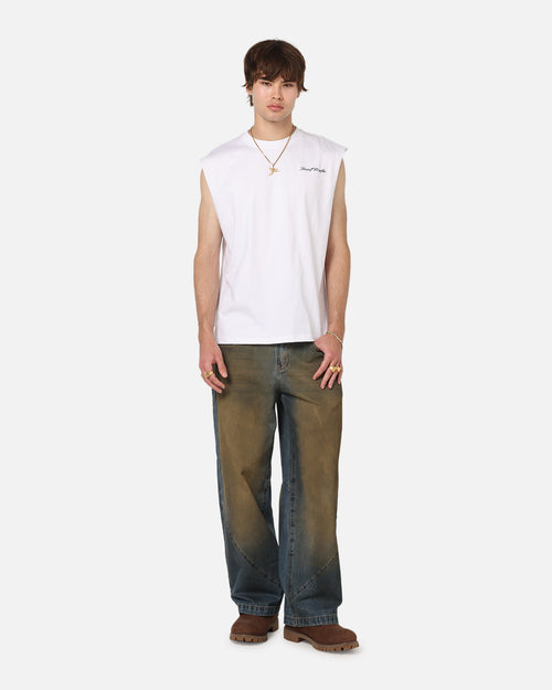 Saint Morta Scription Oversized Muscle T-Shirt White