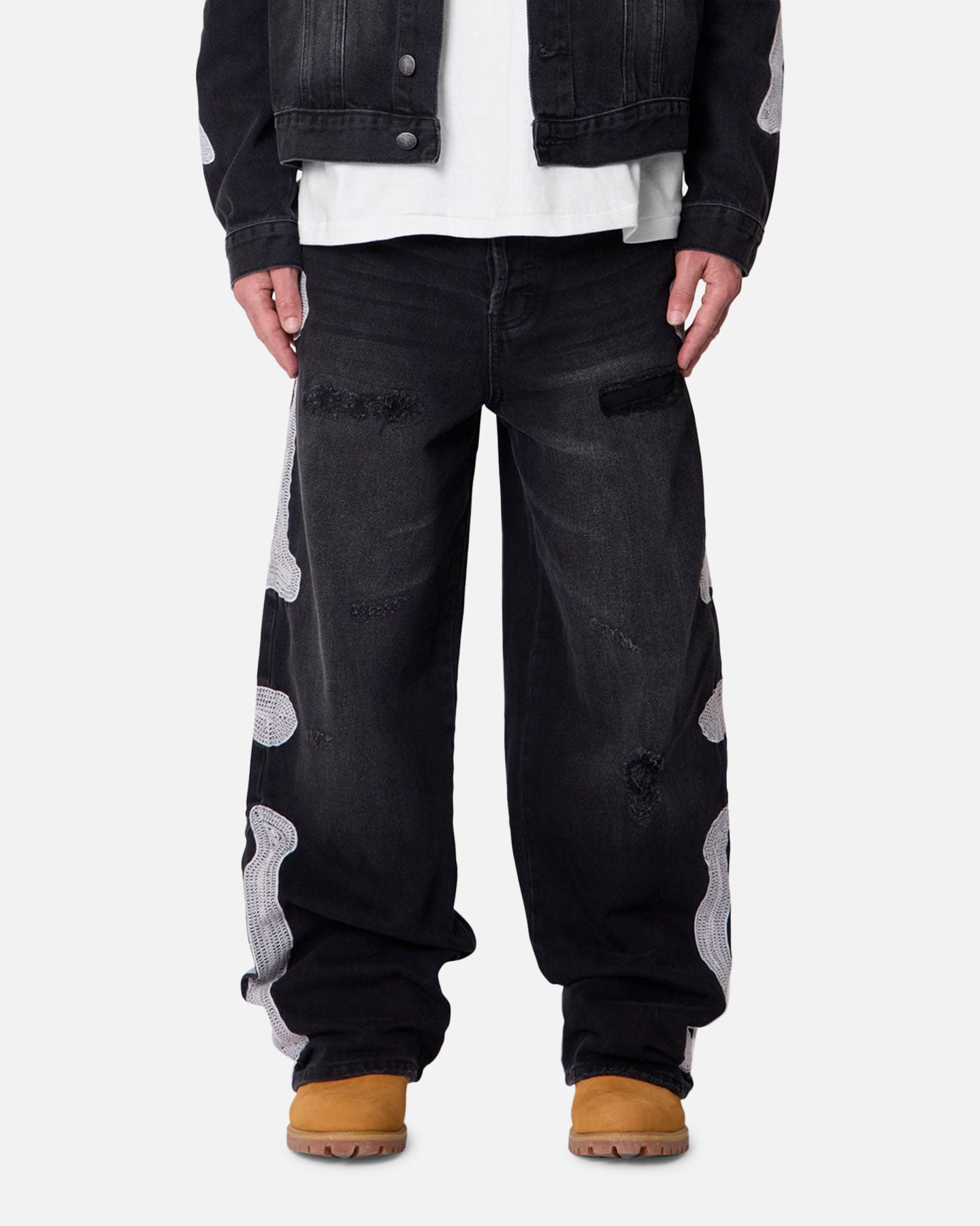 パンツ mnml D249 skeleton Denim 31 MNML Skeleton Baggy Denim Jeans Washed Black | Culture Kings US