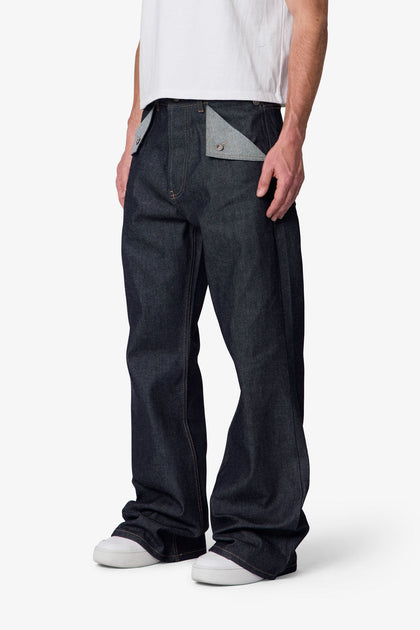 MNML Mule Pocket Kick Flare Denim Indigo