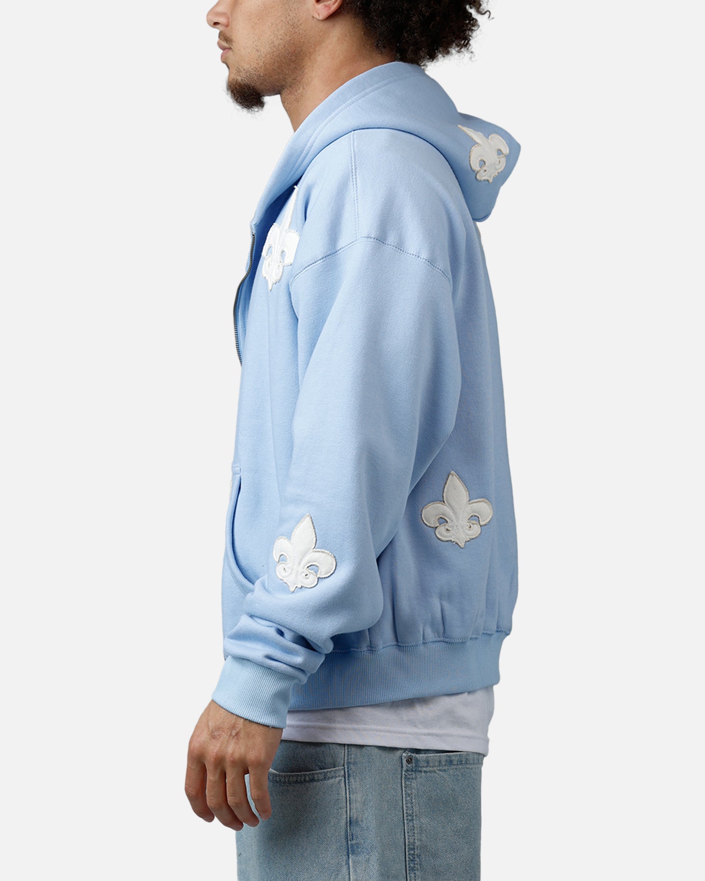MNML Fleur Zip Up Hoodie Washed Blue | Culture Kings US