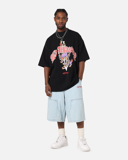 Ed Hardy Dagger Rhinestone Crop T-Shirt Black