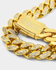 NXS 12mm Diamond Cuban Link Bracelet Iced Gold