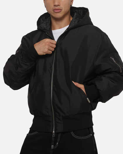Saint Morta Marked Hooded Bomber Jacket Off Black