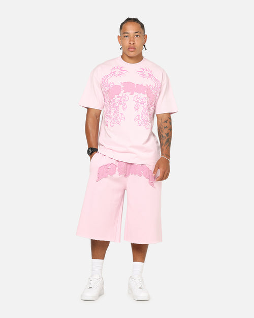 Ed Hardy Double Dragon Applique Shorts Pink