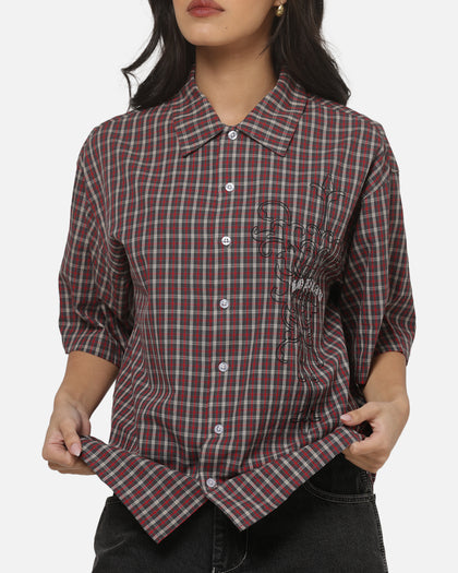 Worship Catharsis Box Crop Shirt Red Check