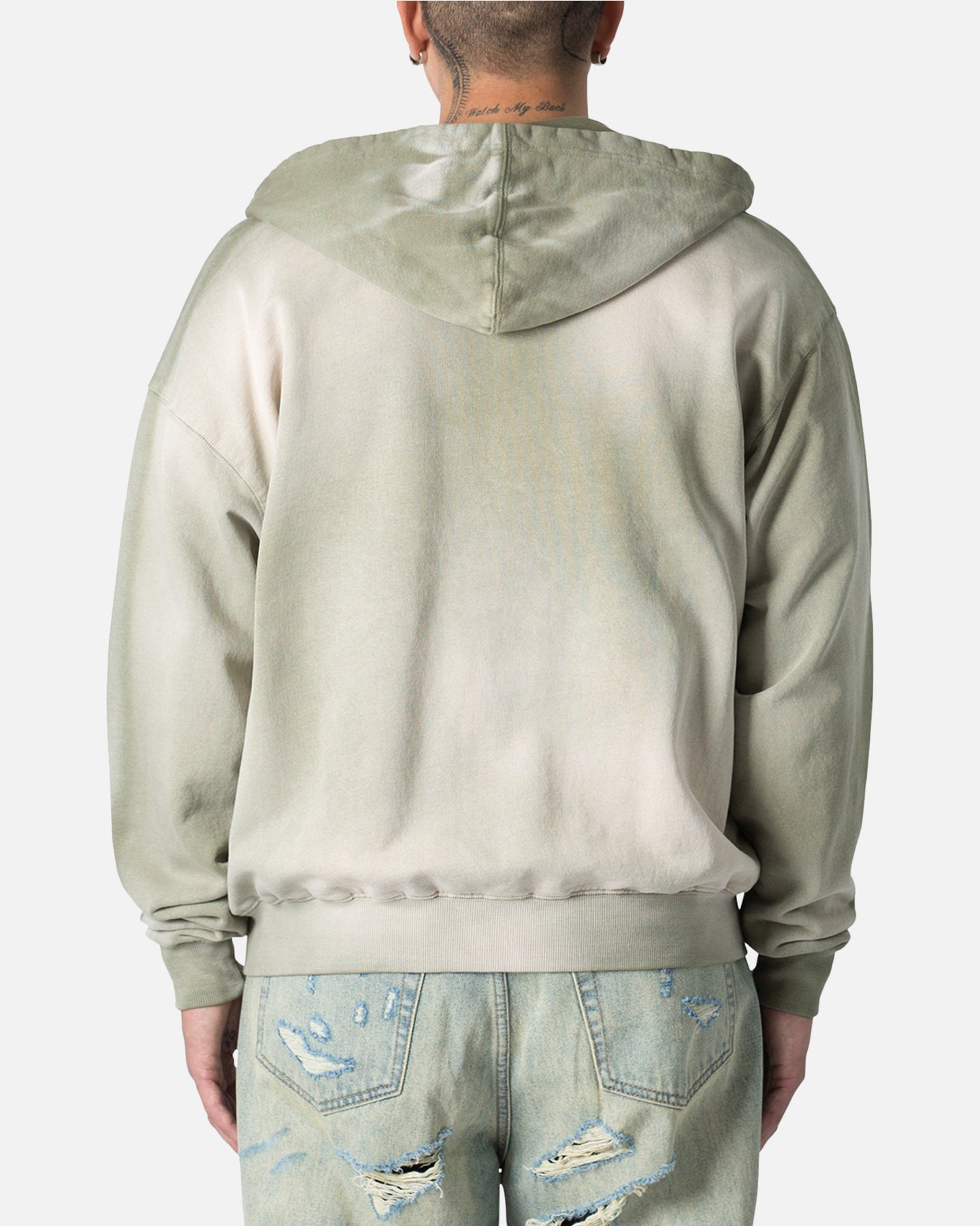 MNML Faded Basic Zip Up Hoodie Washed Olive | Culture Kings US