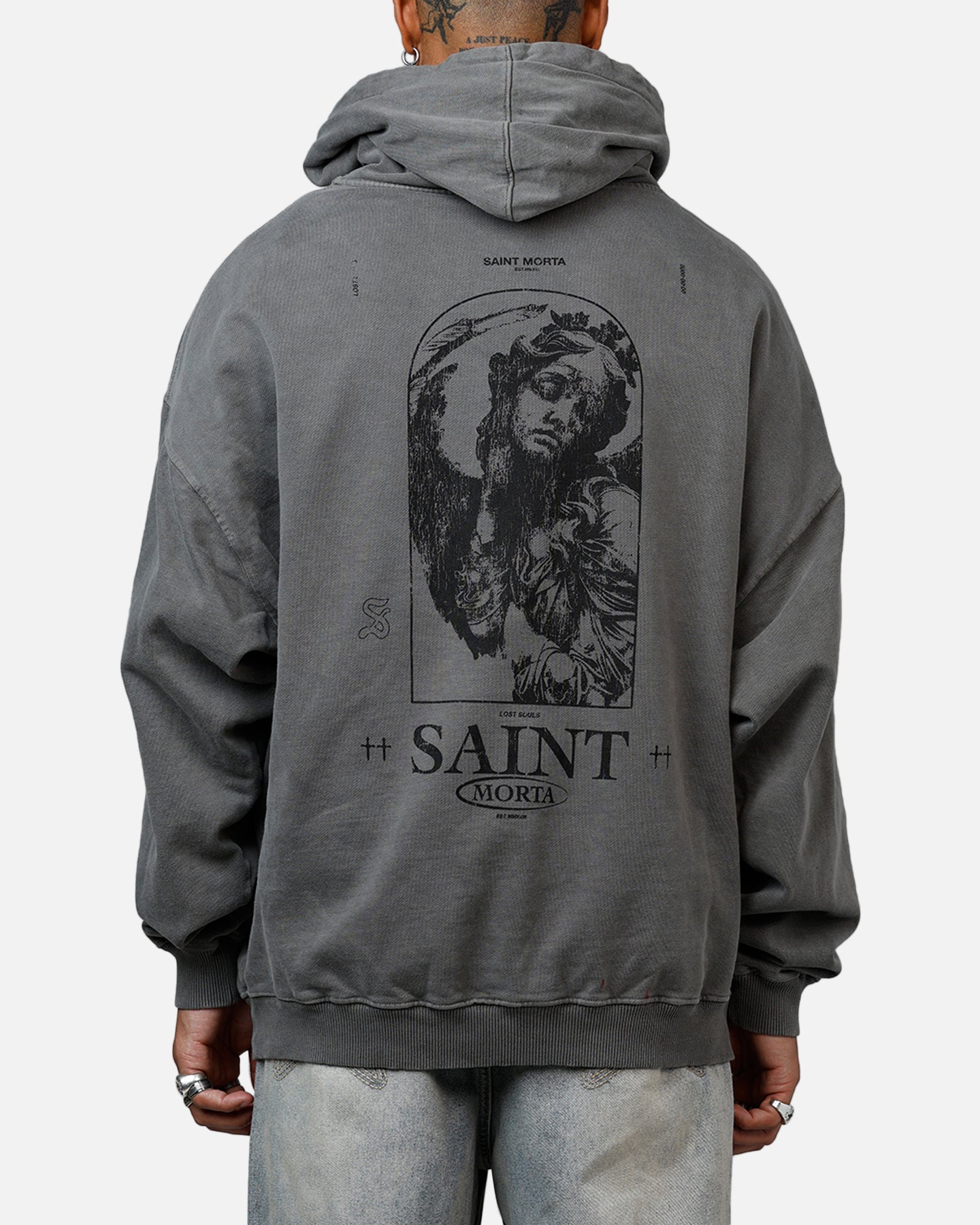 Saint Morta Lost Souls Premium Hoodie Washed Charcoal | Culture