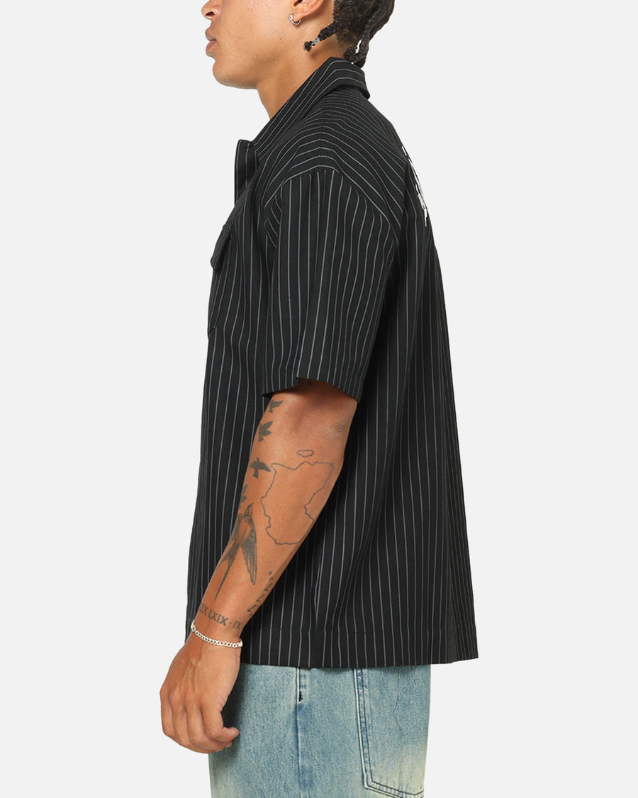 Saint Morta Mens Gothic Pinstripe Button Up Shirt