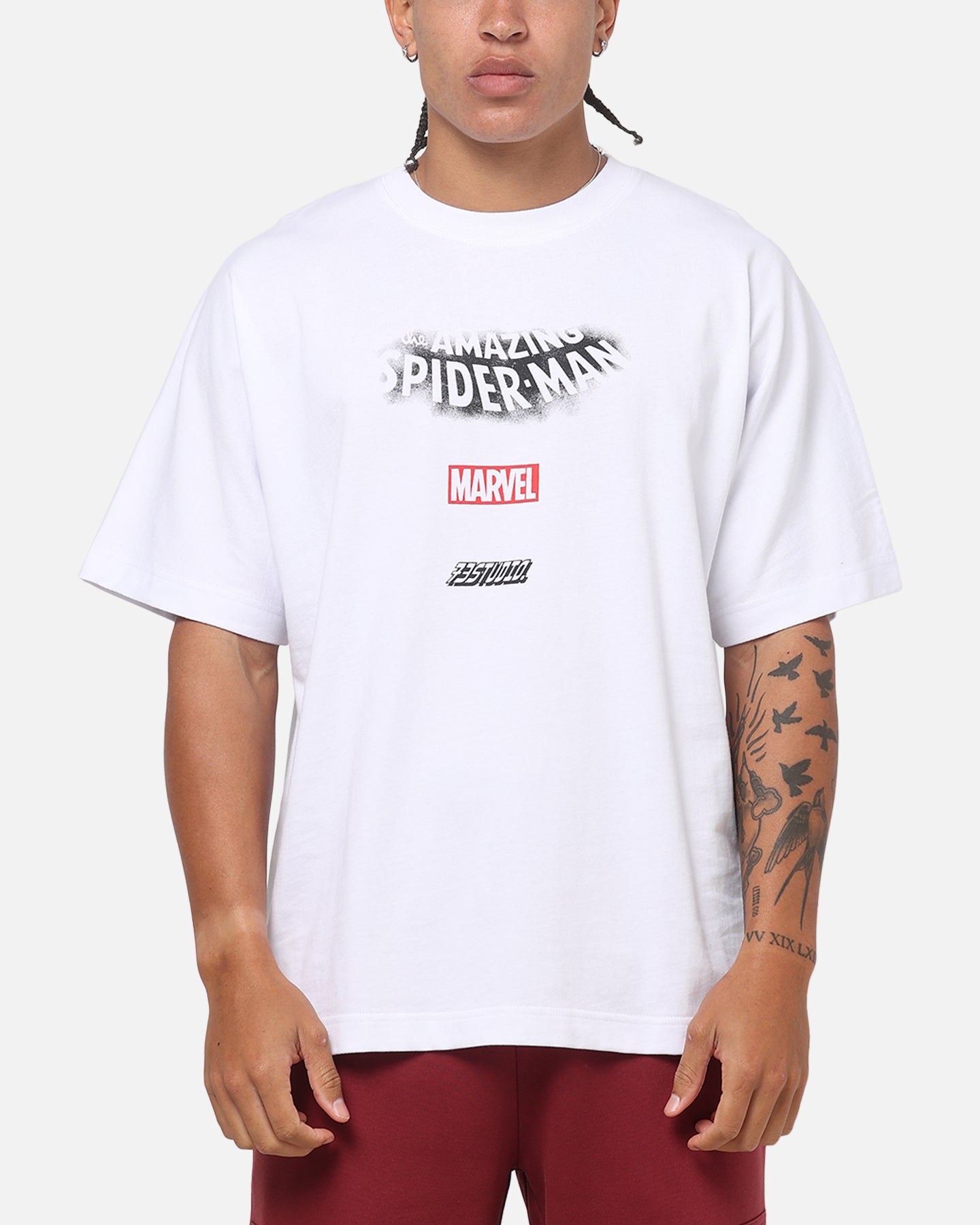 SPIDER-MAN Tシャツ ホワイト 73Studio Marvel Spider-Man All Over Print T-Shirt White | Culture
