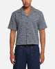 XXIII Boucle Tweed Crop Button Up Shirt Black/White/Blue