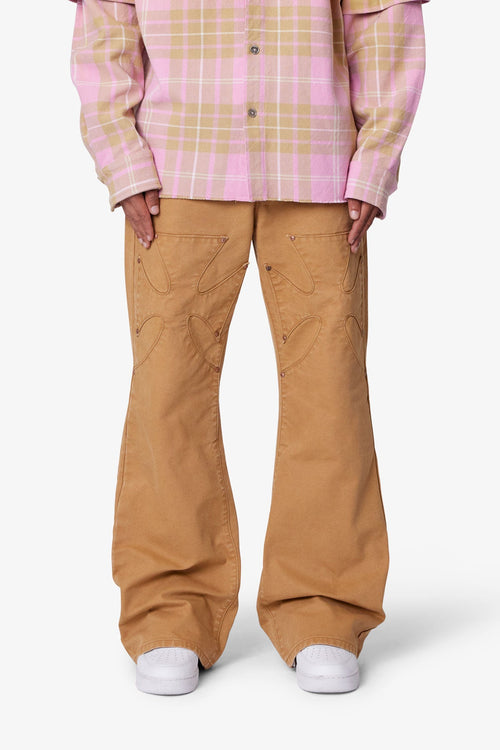 MNML Distressed Iron Cross Denim Brown
