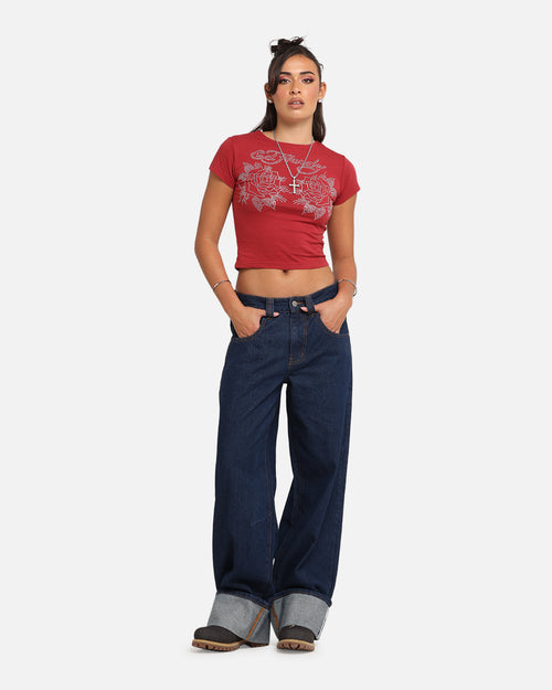 Ed Hardy Women's Rose Baby T-Shirt Red