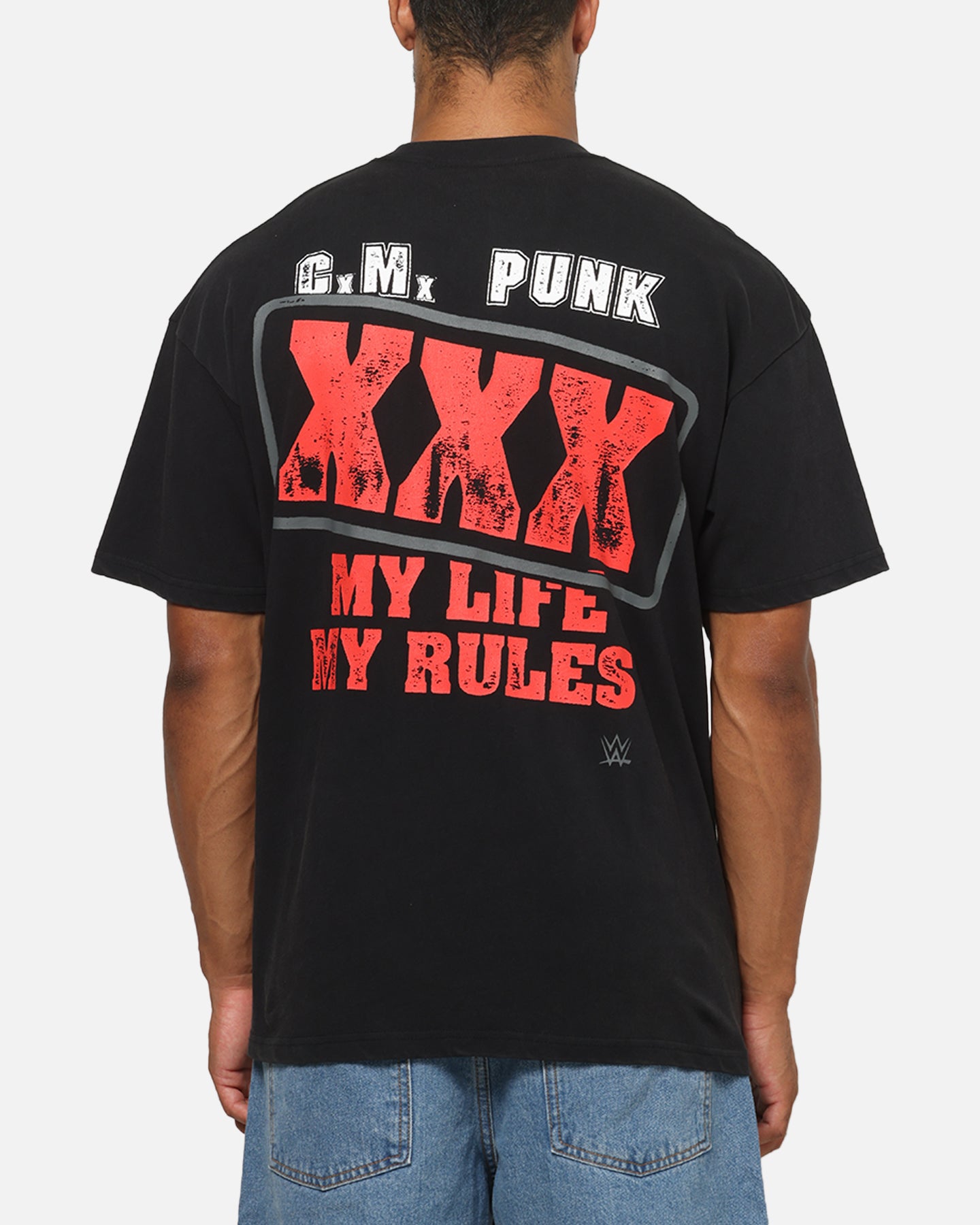 73Studio X WWE CM Punk My Life Rules Vintage T-Shirt Black